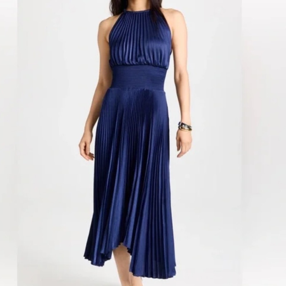 A.L.C. Renzo II Pleated Halter Dress Feminine Neutral Quiet Luxury Minimalist